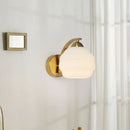 Axyaa Milky Glass Ball LED Wall Sconce, Nordic Modern Iron Bedroom Living Room Light
