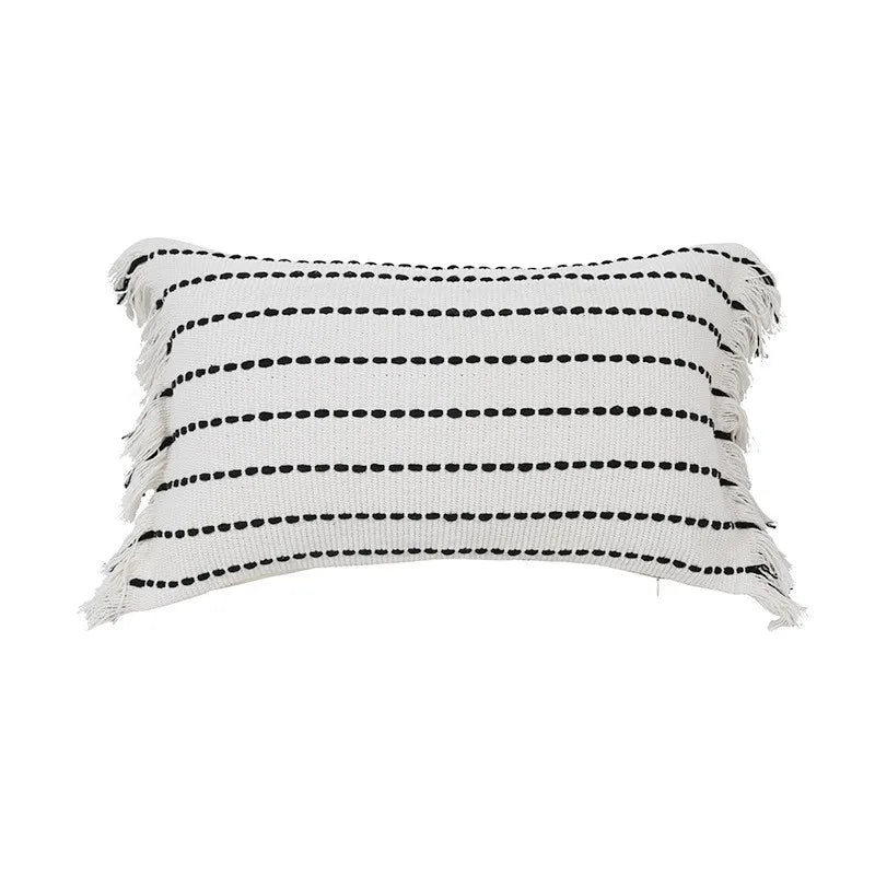 Axyaa Yellow White Knitting Boho Cushion Cover for Home Decoration