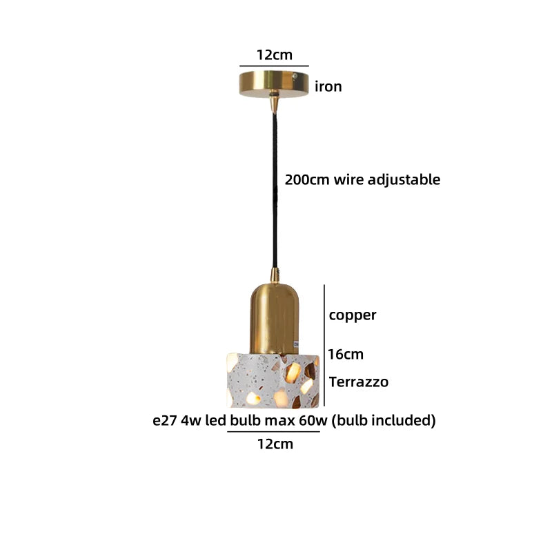 Axyaa White Ceramic Brass LED Pendant Light Modern Nordic Hanging Lamp
