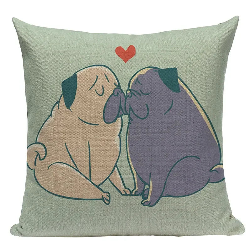Axyaa Love Pug Dog Cushion Cover Sleep Dog Throw Pillow Case