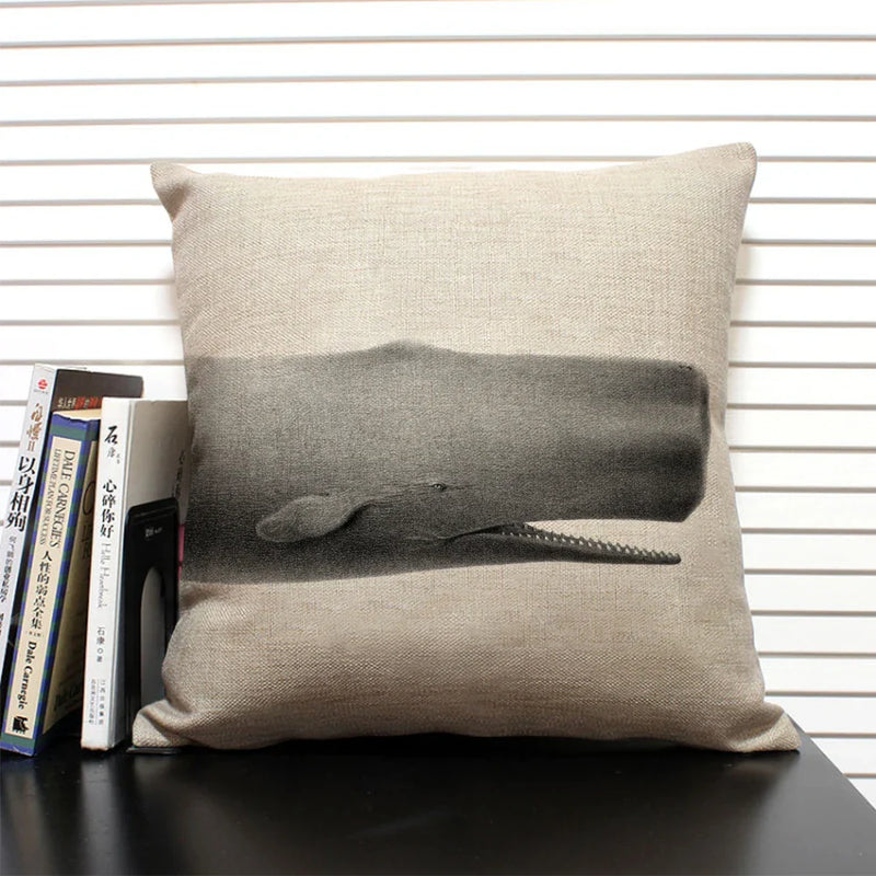 Axyaa Shark Dinosaur Linen Cushion Cover Throw Pillow Case 45x45cm