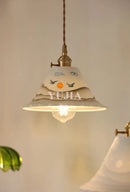 Axyaa Nordic Ceramic Pendant Lights with Brass Finish E27 Hanging Lamp
