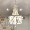 Axyaa French Country Bead Chandelier: Elegant 3/5-Light Wood Hanging Fixture