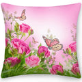Axyaa Butterfly Flower Square Cushion Cover - Double Sided Home Decor