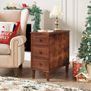Axyaa Wood End Table with Drawers: Fully Assembled Nightstand & Slim Bedside Table