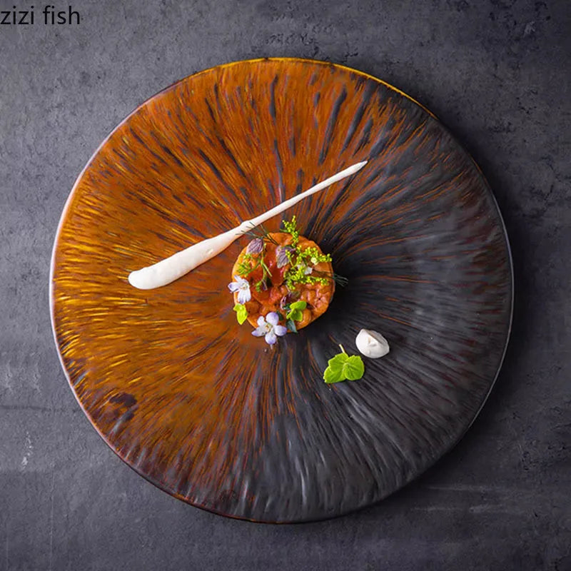 Axya Ceramic Dinner Plate Set - Elegant Restaurant Tableware for Steak, Sushi, Pasta & More