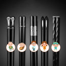 Axyaa Black Alloy Chopsticks Set - 5 Pairs for Sushi, Noodles, and More