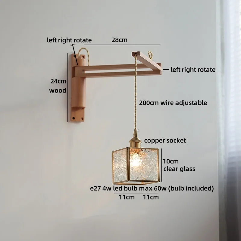 Axyaa Wabi Sabi LED Wall Light Mirror Glass Wood Modern Nordic Bedside Lamp