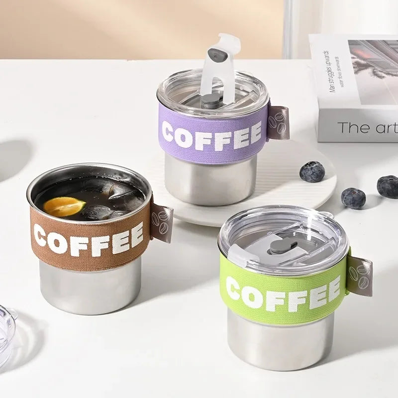 Axyaa Stainless Steel Insulated Coffee Mug Lid Leakproof Portable Water Cup