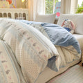 Axyaa Floral Print Reversible Cotton & Flannel Duvet Cover - Single to King Sizes