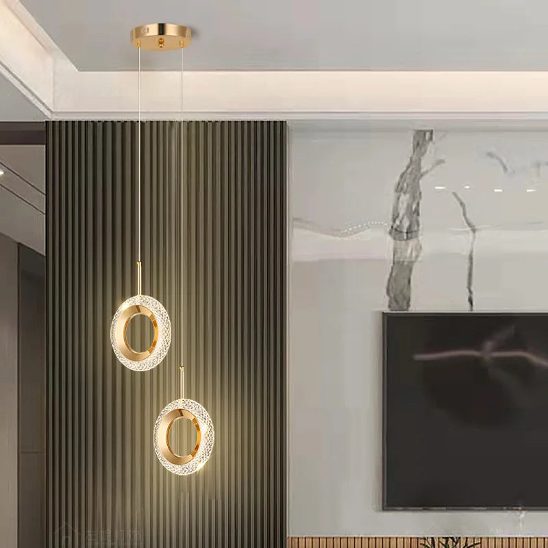 Axyaa Nordic Ring LED Pendant Lights Modern Hanging Lamp for Bedroom and Living Room