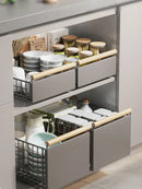 Axyaa Foldable Sink Pull-out Rack: Adjustable Drawer Dish Storage Organizer