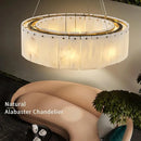 Axyaa Nordic Marble Pendant Lights: Dimmable Alabaster Chandelier for Living Room, Dining Room