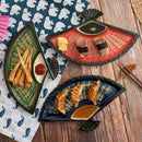 Axyaa Ceramic Sushi Snack Plate Hand-painted Japanese Fan-shaped Dumpling Dish