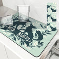 Axyaa Plant Leaves Kitchen Mat - Absorbent, Antiskid, Quick Dry Dish Drying Pad