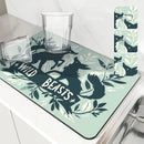 Axyaa Plant Leaves Kitchen Mat - Absorbent, Antiskid, Quick Dry Dish Drying Pad
