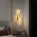 Axyaa Luxury Crystal Wall Sconce - Dimmable LED Bedside Lamp, Gold Steel, Indoor Lighting