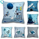 Axyaa Spaceman Astronaut Ocean Blue Pillow Cover for Home D��cor