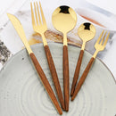 Axyaa Stainless Steel Wooden Handle Cutlery Set