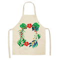Axyaa Tropical Pineapple Flowers Adult Bib Apron - Green Palmetto Plant Kitchen Apron