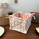 Axyaa Bear Pattern Cotton Storage Box: Cute High-capacity Desktop Basket for Home Organization