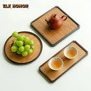 Axyaa Bamboo Banquet Serving Tray | Decorative Tea Plate for Coffee Bread Dessert