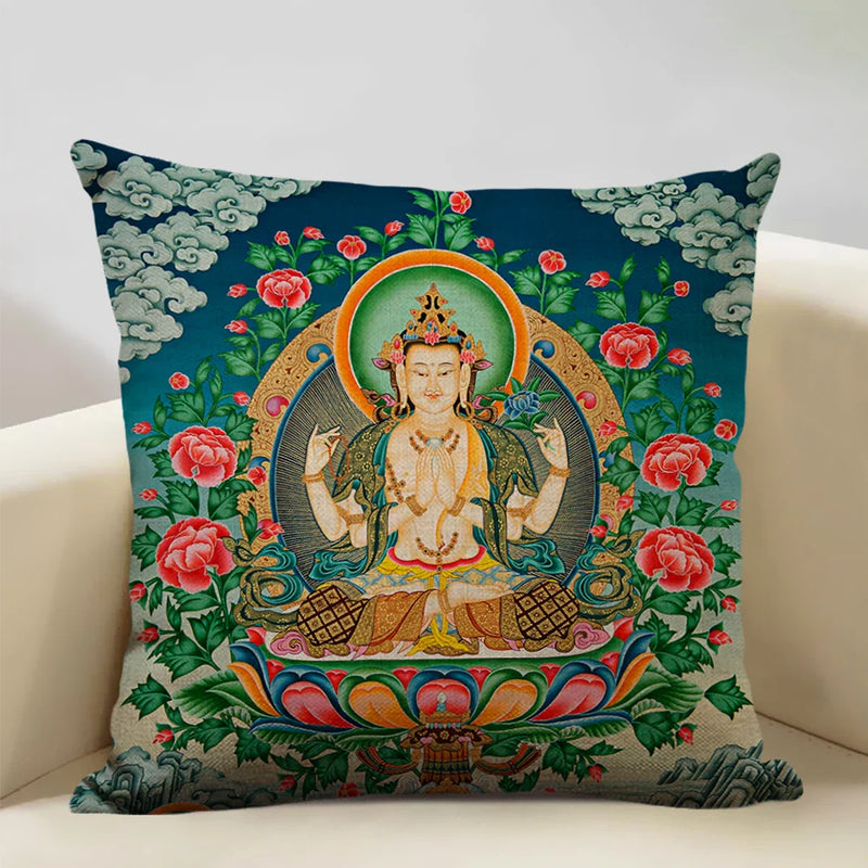 Axyaa Buddhist Portrait Art Pillowcase Home Decor Cushion Cover 45x45cm