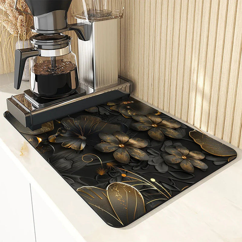 Axyaa Absorbent Kitchen Drying Mat for Tableware Drying and Decor