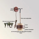 Axyaa Black Travertine Stone LED Wall Lamp for Wabi Sabi Living Room Lighting.
