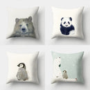 Axyaa Minimalist Spring Tree Landscape Pillow Cover - Bear Penguin Cartoon Animal Pillowcase