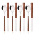 Axyaa Luxury Wooden Handle Cutlery Set - 8/12Pcs, Korean Style Flatware & Chopsticks