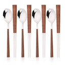 Axyaa Luxury Wooden Handle Cutlery Set - 8/12Pcs, Korean Style Flatware & Chopsticks
