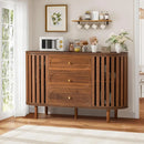 Axyaa Fluted Wooden Sideboard Buffet with Drawers and Shelves