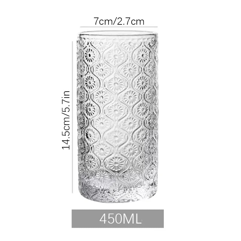 Axyaa Carved Glass Latte Coffee Cup - Ideal for Home, Restaurants, Cafes