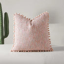 Axyaa Boho Green Velvet Pompom Throw Pillow Covers - Decorative Cushion Cases