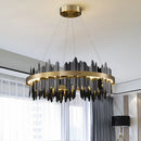 Luxury Circle Pendant Chandelier by Axyaa - Modern LED Dimmable Fixture for Living, Dining, Bedroom