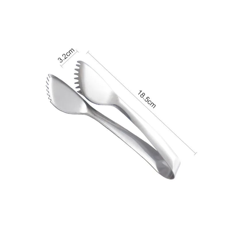 Axyaa Stainless Steel Serrated Food Tongs - Gold Clamp for Home Kitchen