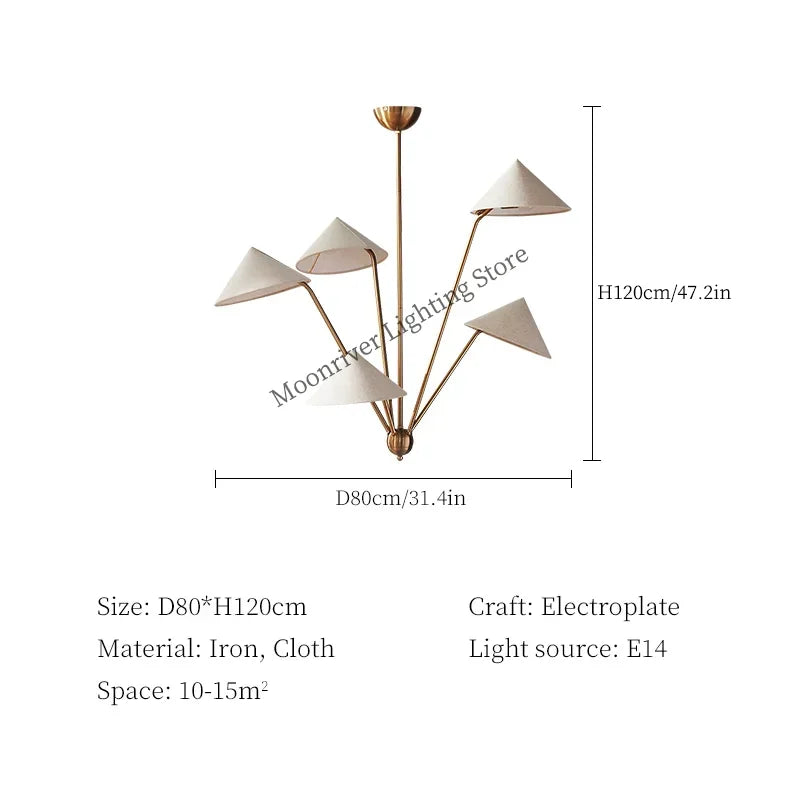 Axyaa Wabi Sabi Cloth Ceiling Pendant LED Chandelier for Living Room-Kitchen Island-Lustre