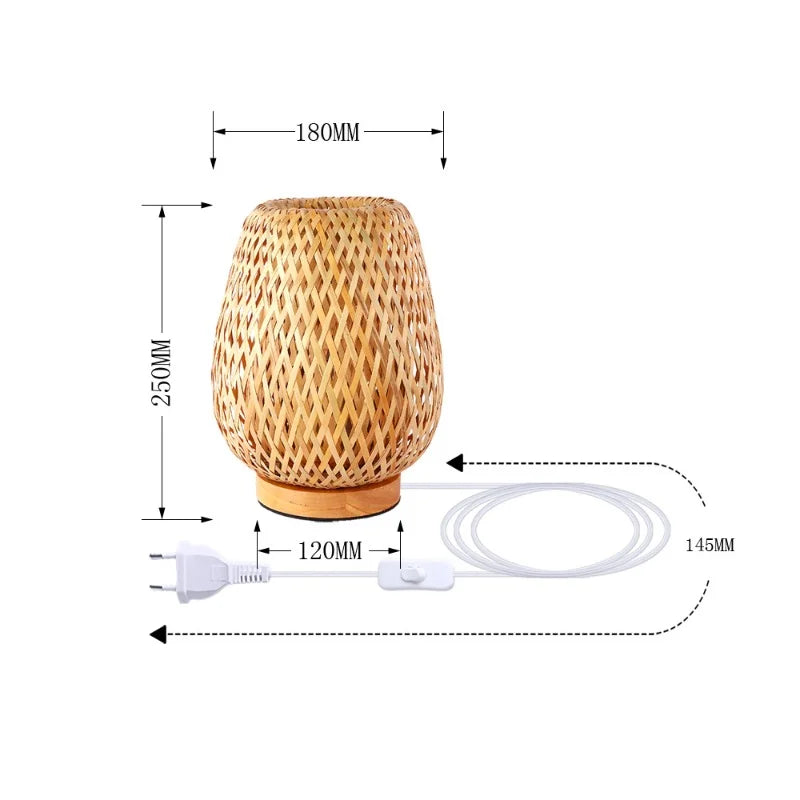 Axya Bamboo Weave Table Lamp - Retro Chinese Style for Home and Restaurant