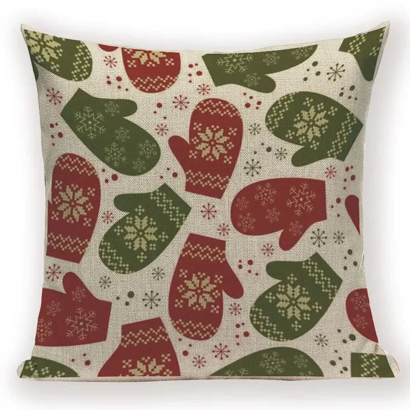 Elk Snowflake Santa Claus Gloves Christmas Pillowcase by Axyaa