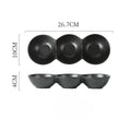 Axyaa Triple Grid Ceramic Sauce Bowl for Hot Pot Sushi Barbecue Tableware