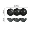 Axyaa Triple Grid Ceramic Sauce Bowl for Hot Pot Sushi Barbecue Tableware