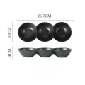 Axyaa Ceramic Triple Grid Sauce Bowl for Hot Pot Sushi Barbecue Seasoning