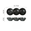 Axyaa Ceramic Triple Grid Sauce Bowl for Hot Pot Sushi Barbecue Seasoning