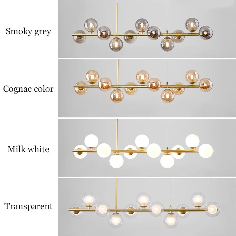 Axyaa Glass Chandelier LED Ceiling Light for Dining Room and Living Room