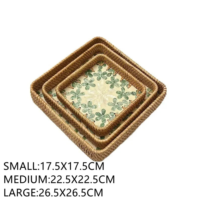 Axya Rattan Storage Tray: Snack Fruit Bread Tea Organizer & Decor Plate