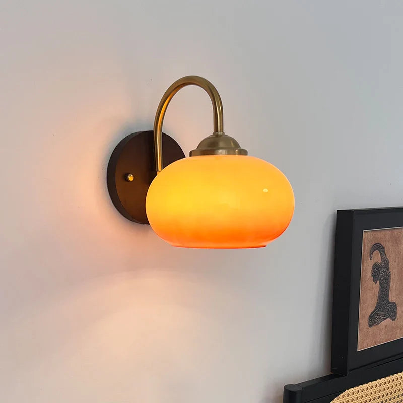 Axyaa Round Glass LED Wall Lights Switch for Indoor Luxury Living Room