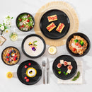 Axyaa Black Stoneware Dinnerware Set for 6, 24-Piece Oven-Safe Plates and Bowls