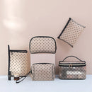 Axyaa Mesh Makeup Bags Set: Black&Heart Portable Cosmetic Pouches, 5pcs