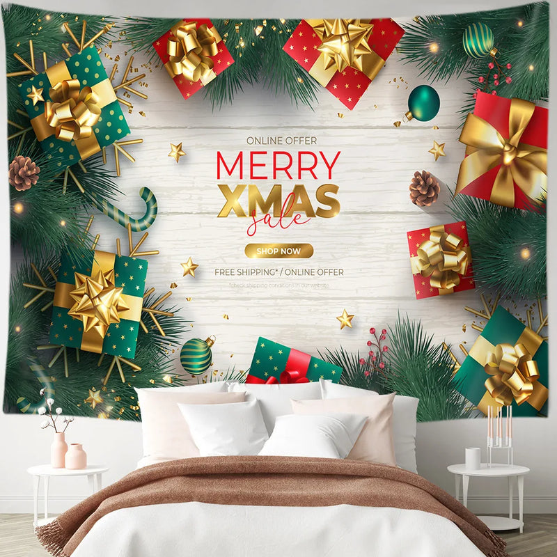Axyaa Christmas Tapestry: Festive Holiday Party Decoration for Home Living Room Bed